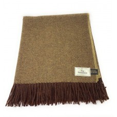 100% Wool Blanket/Throw/Rug Brown & Fawn Herringbone